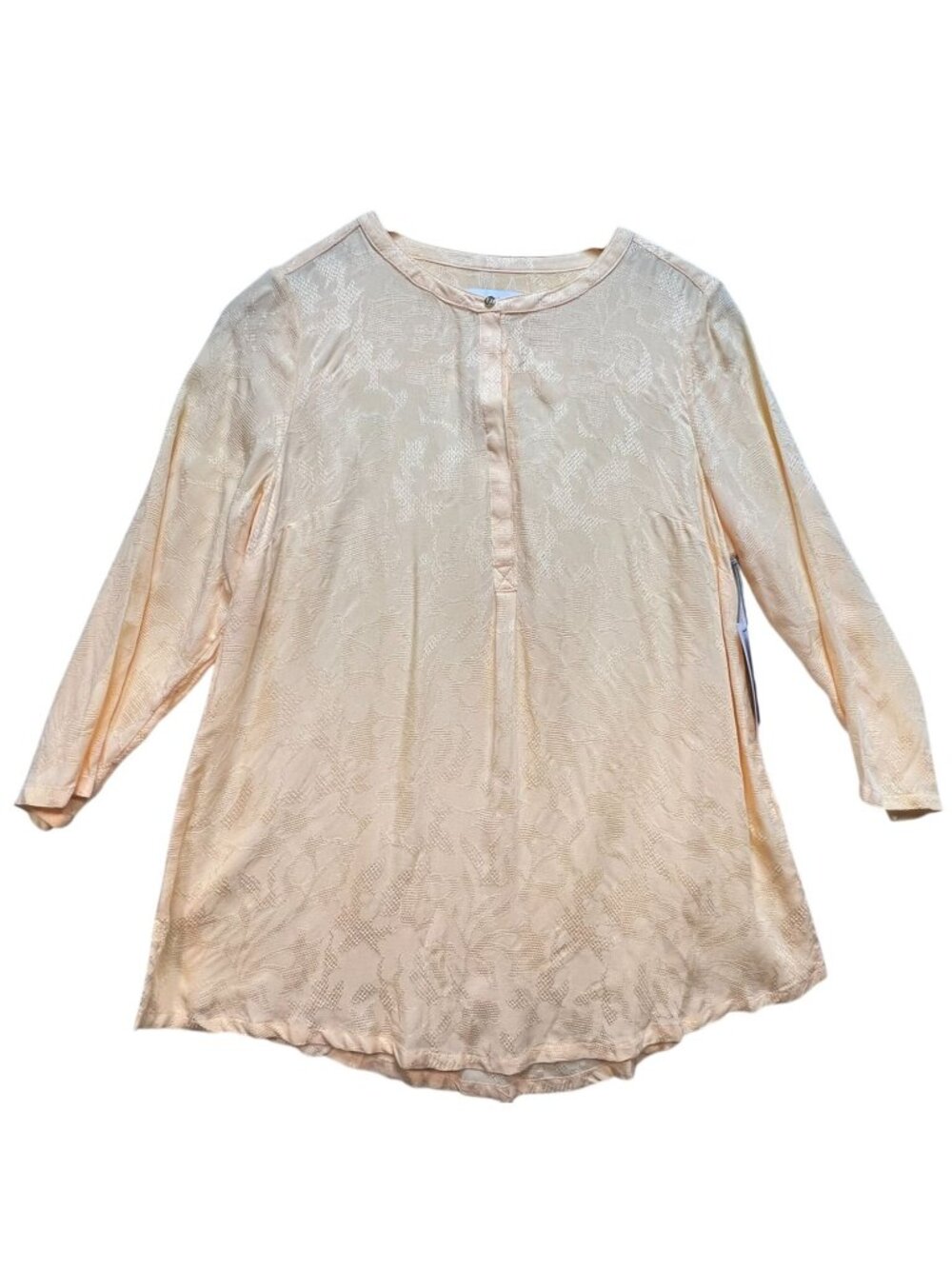 NWT Liz Claiborne Womens Apricot Sherbet Tunic Blouse Yellow Medium Textured
